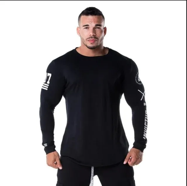 2018 New Men Long sleeves Elasticity Tight t shirts muscle Man Gyms Fitness Bodybuilding Jogger Brand clothing Plus size M-XXXL