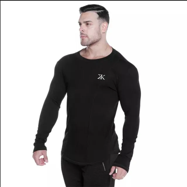 2018 New Men Long sleeves Elasticity Tight t shirts muscle Man Gyms Fitness Bodybuilding Jogger Brand clothing Plus size M-XXXL