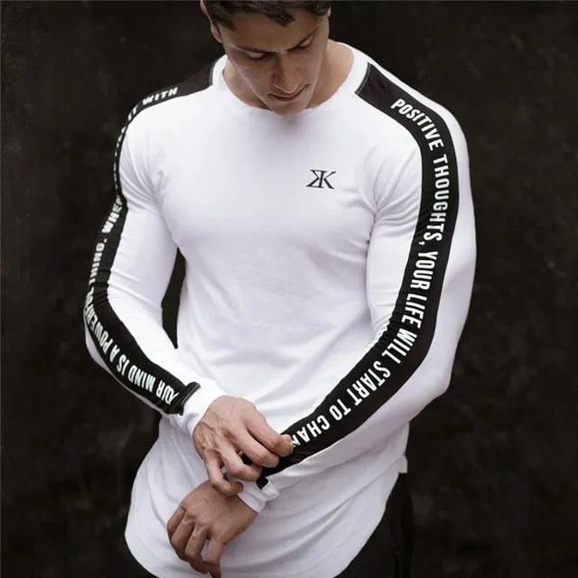 2018 New Men Long sleeves Elasticity Tight t shirts muscle Man Gyms Fitness Bodybuilding Jogger Brand clothing Plus size M-XXXL
