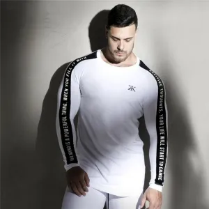 2018 New Men Long sleeves Elasticity Tight t shirts muscle Man Gyms Fitness Bodybuilding Jogger Brand clothing Plus size M-XXXL