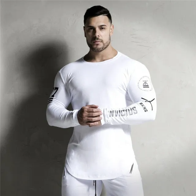 2018 New Men Long sleeves Elasticity Tight t shirts muscle Man Gyms Fitness Bodybuilding Jogger Brand clothing Plus size M-XXXL