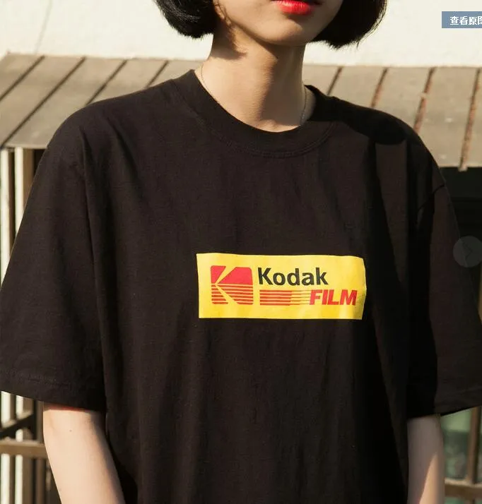 2022 Summer Men Women Tee INS Korea Retro Loose Wild Kodak Letter Short sleeved KODAK Cotton