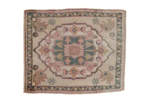 2x2.5 Vintage Distressed Oushak Square Rug Mat