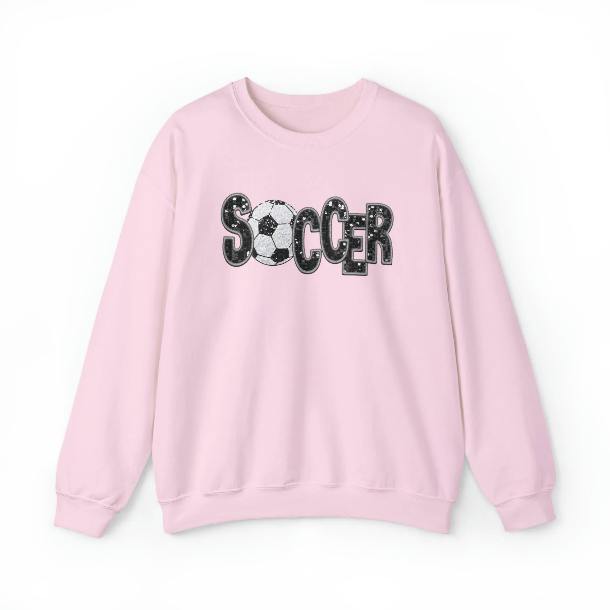 3Blues Designs |   Hazel Blues® |  Soccer Faux Chenille Sequin Patches Sweatshirt: Black