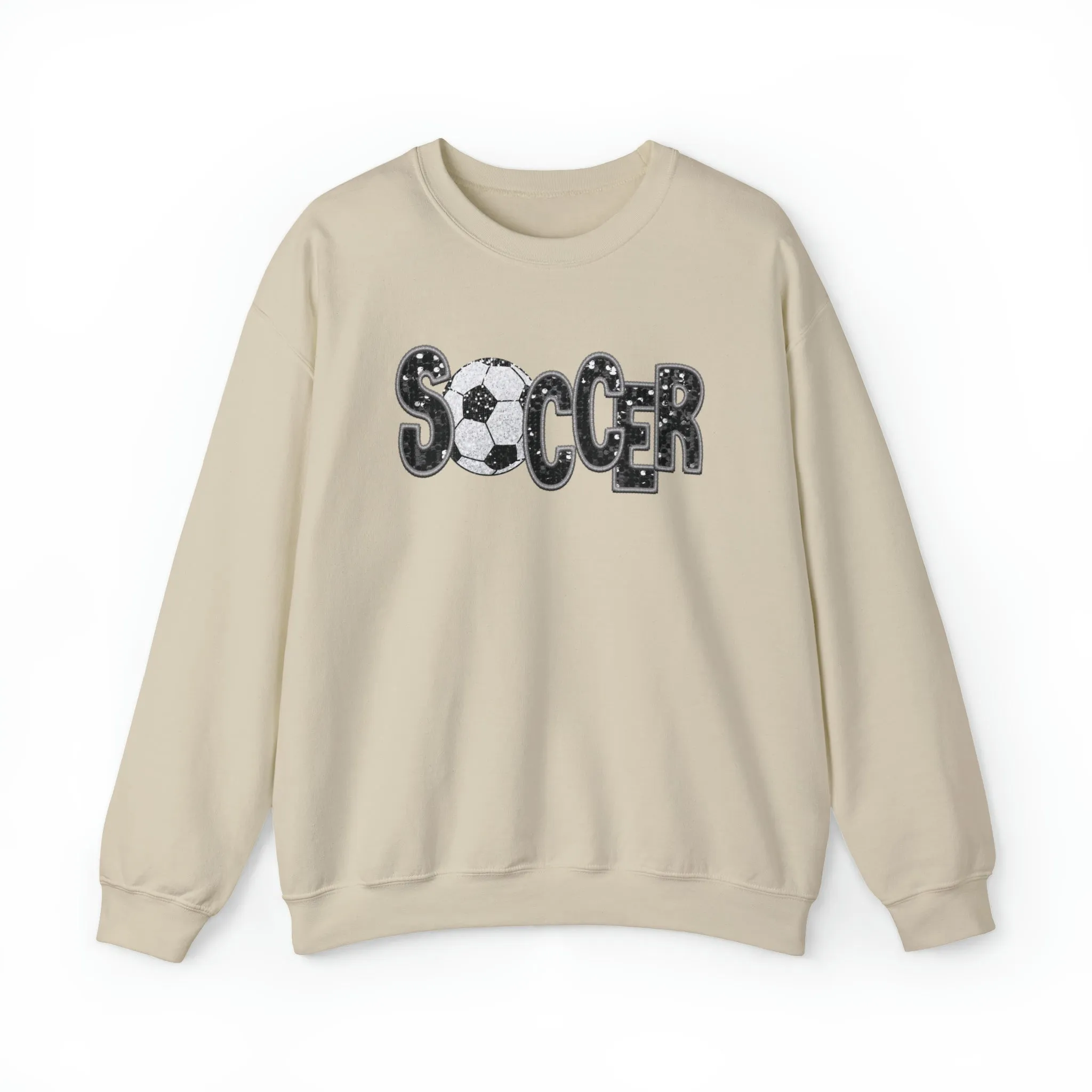 3Blues Designs |   Hazel Blues® |  Soccer Faux Chenille Sequin Patches Sweatshirt: Black