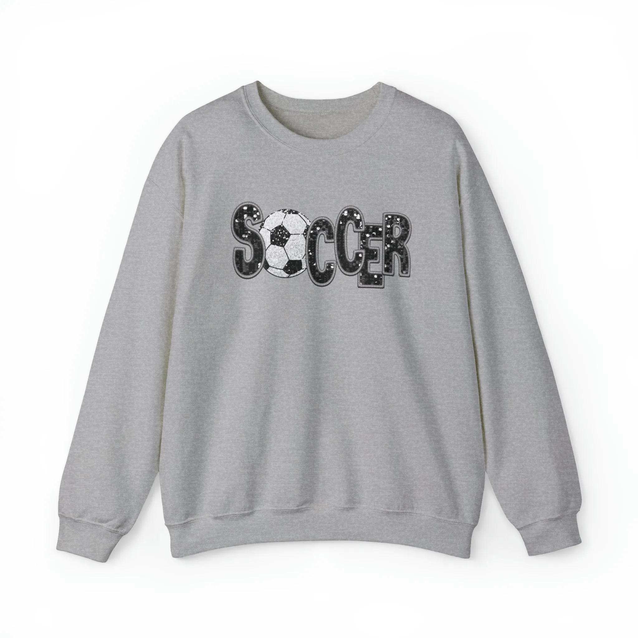 3Blues Designs |   Hazel Blues® |  Soccer Faux Chenille Sequin Patches Sweatshirt: Black