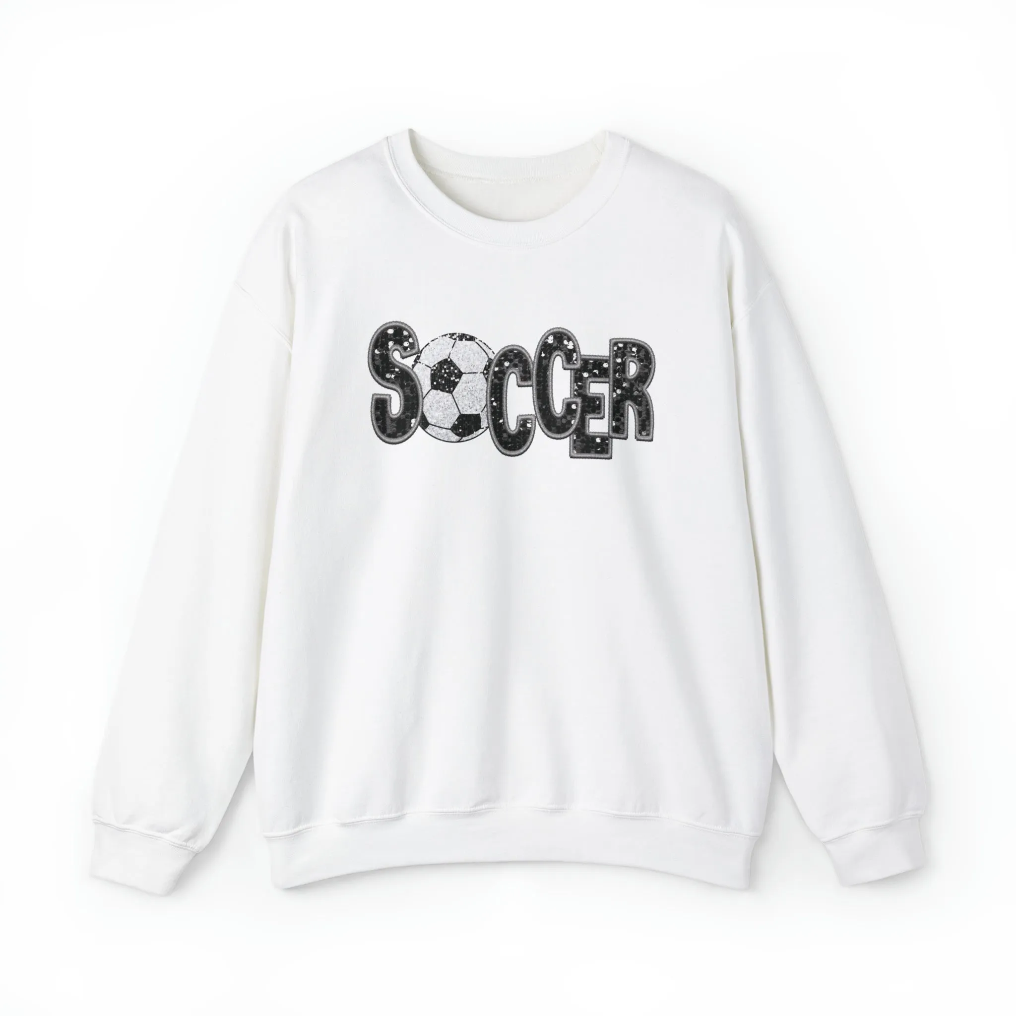 3Blues Designs |   Hazel Blues® |  Soccer Faux Chenille Sequin Patches Sweatshirt: Black