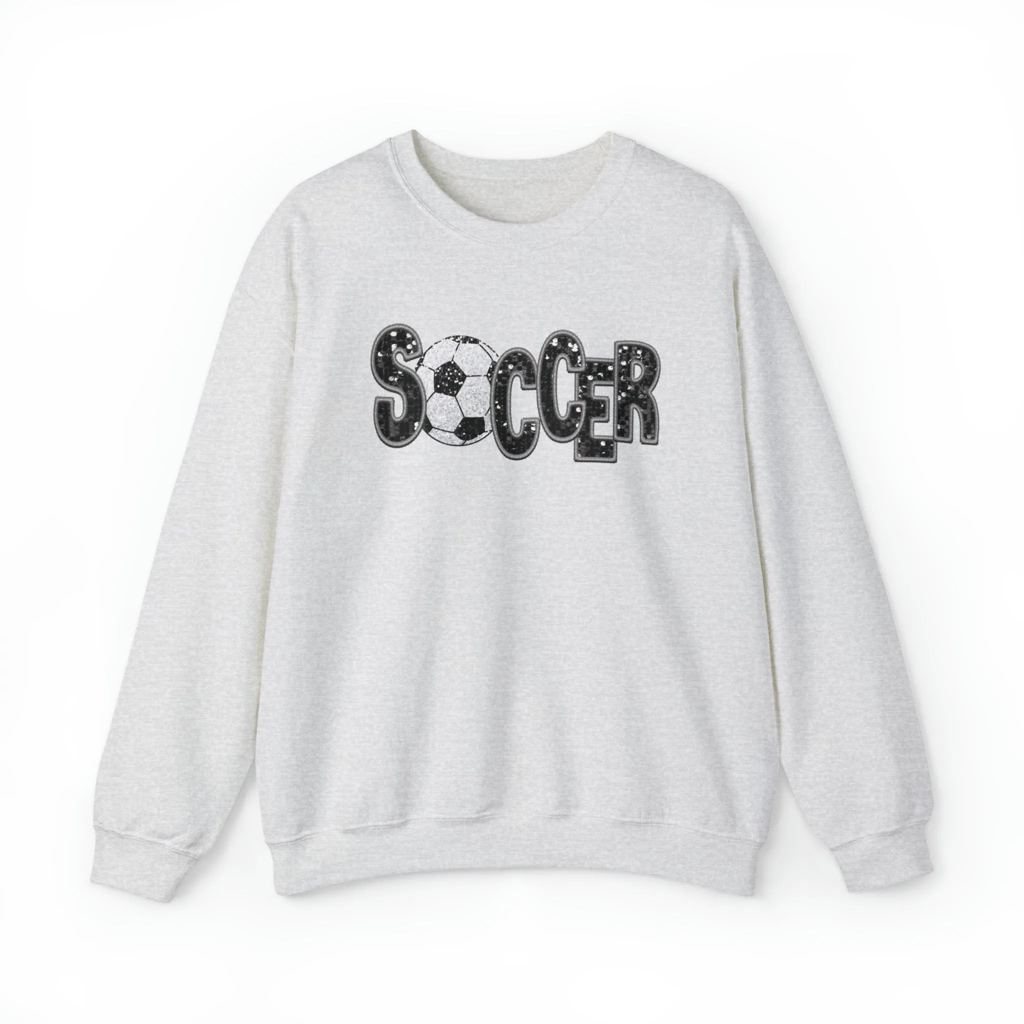 3Blues Designs |   Hazel Blues® |  Soccer Faux Chenille Sequin Patches Sweatshirt: Black