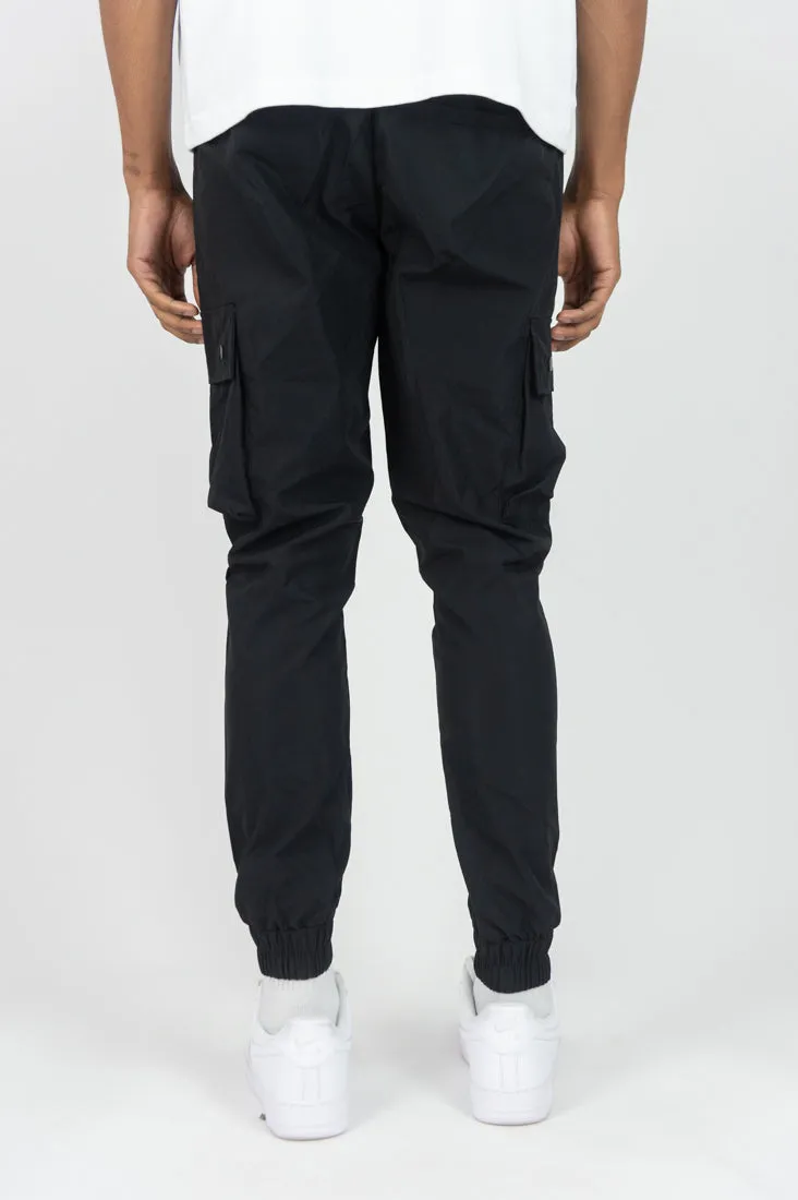 451R Solid Nylon Cargo Pants - Black