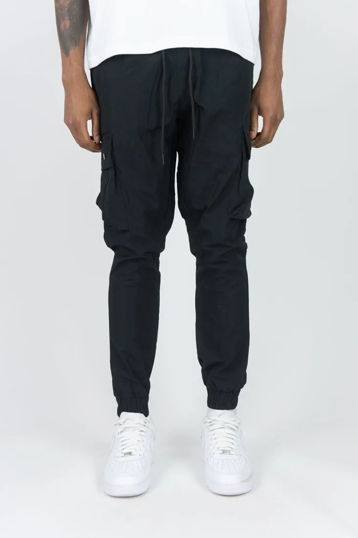 451R Solid Nylon Cargo Pants - Black