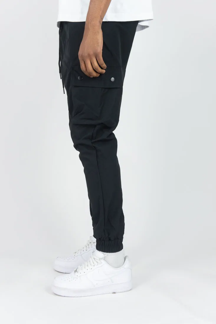 451R Solid Nylon Cargo Pants - Black