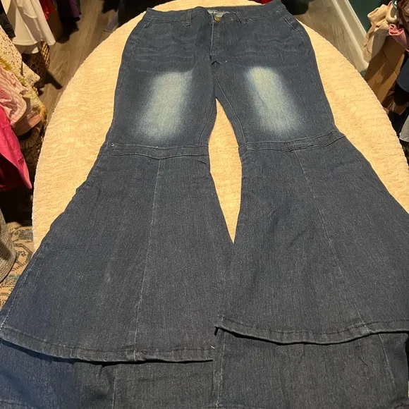 80s inspired, distressed, bell bottom jeans