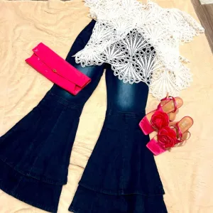 80s inspired, distressed, bell bottom jeans