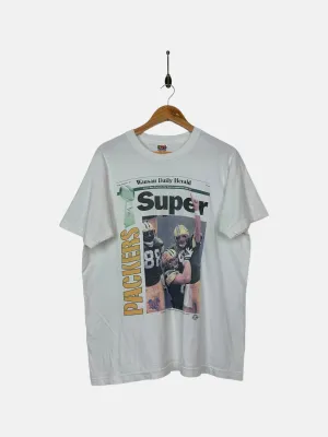 90's Green Bay Packers NFL Newsprint USA Made Vintage T-Shirt Size M