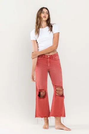 90s Vintage Destroyed Crop Flare Denim