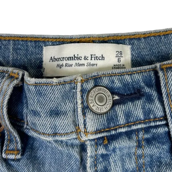 Abercrombie &amp; Fitch Floral Embroidered High Rise Mom Short 28 Denim Cutoff Jean