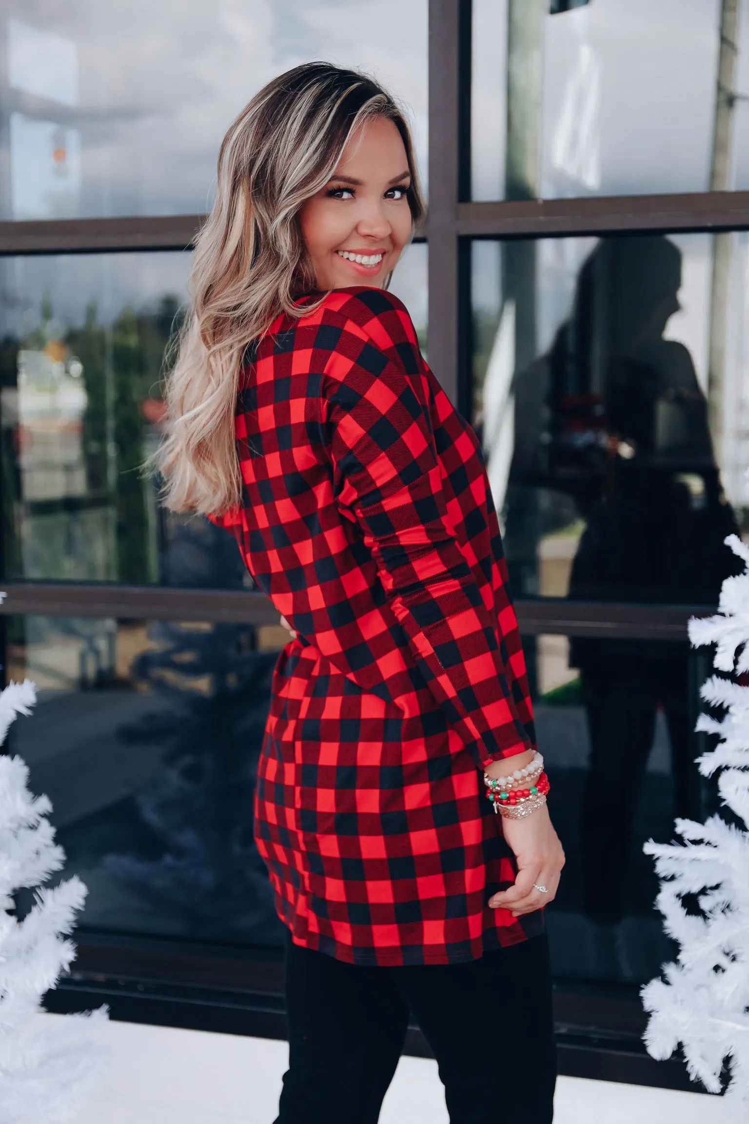 Abigail Checkered Tunic - Red