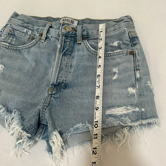 AGOLDE CUTOFF DENIM JEAN SHORT BLUE DISTRESSED MID RISE WOMEN SIZE 23