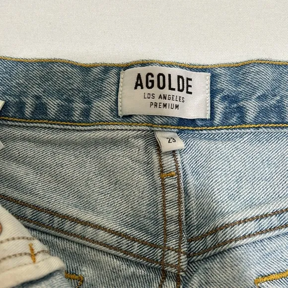 AGOLDE CUTOFF DENIM JEAN SHORT BLUE DISTRESSED MID RISE WOMEN SIZE 23