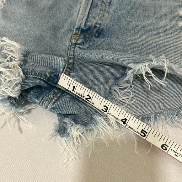 AGOLDE CUTOFF DENIM JEAN SHORT BLUE DISTRESSED MID RISE WOMEN SIZE 23