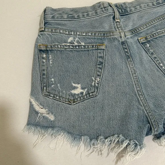AGOLDE CUTOFF DENIM JEAN SHORT BLUE DISTRESSED MID RISE WOMEN SIZE 23