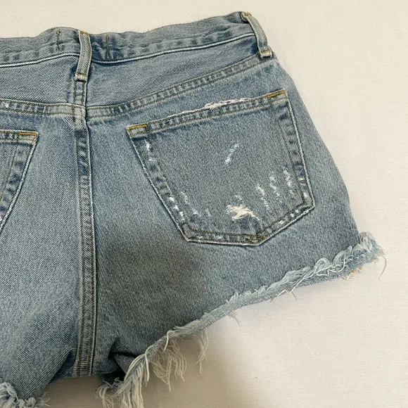AGOLDE CUTOFF DENIM JEAN SHORT BLUE DISTRESSED MID RISE WOMEN SIZE 23