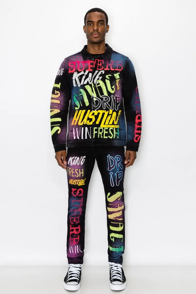 Airbrush Scribble Denim Jacket