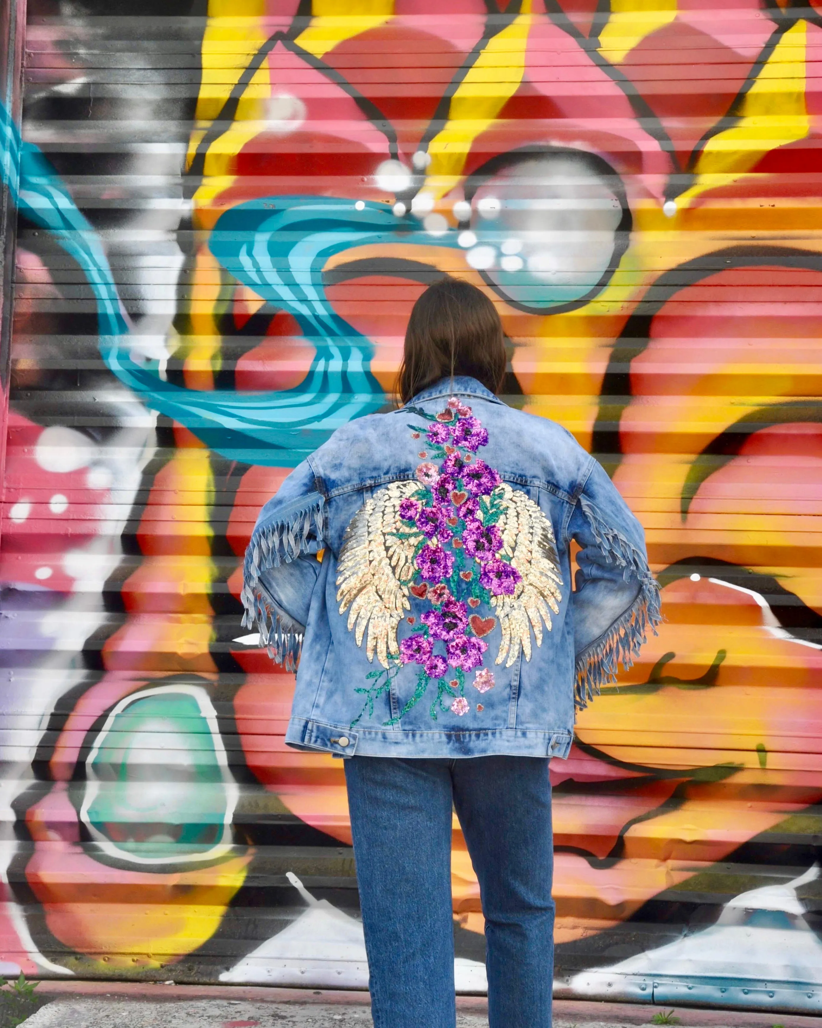 Angels Purple Denim Jacket OVERSIZED