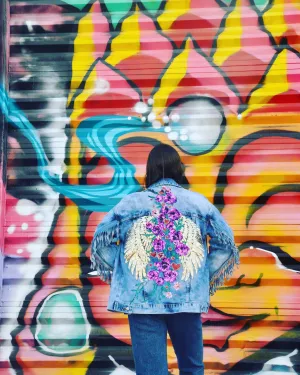 Angels Purple Denim Jacket OVERSIZED