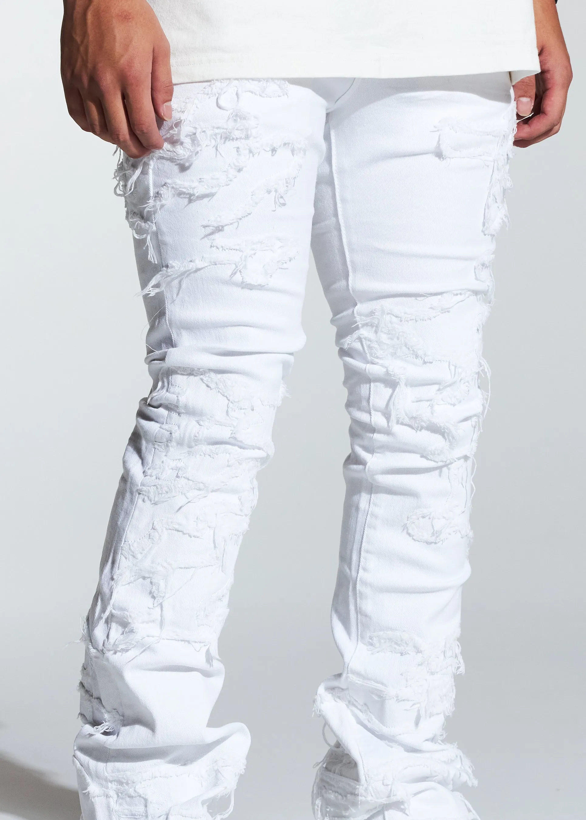 Arch Stacked Flare Denim (White Distess)