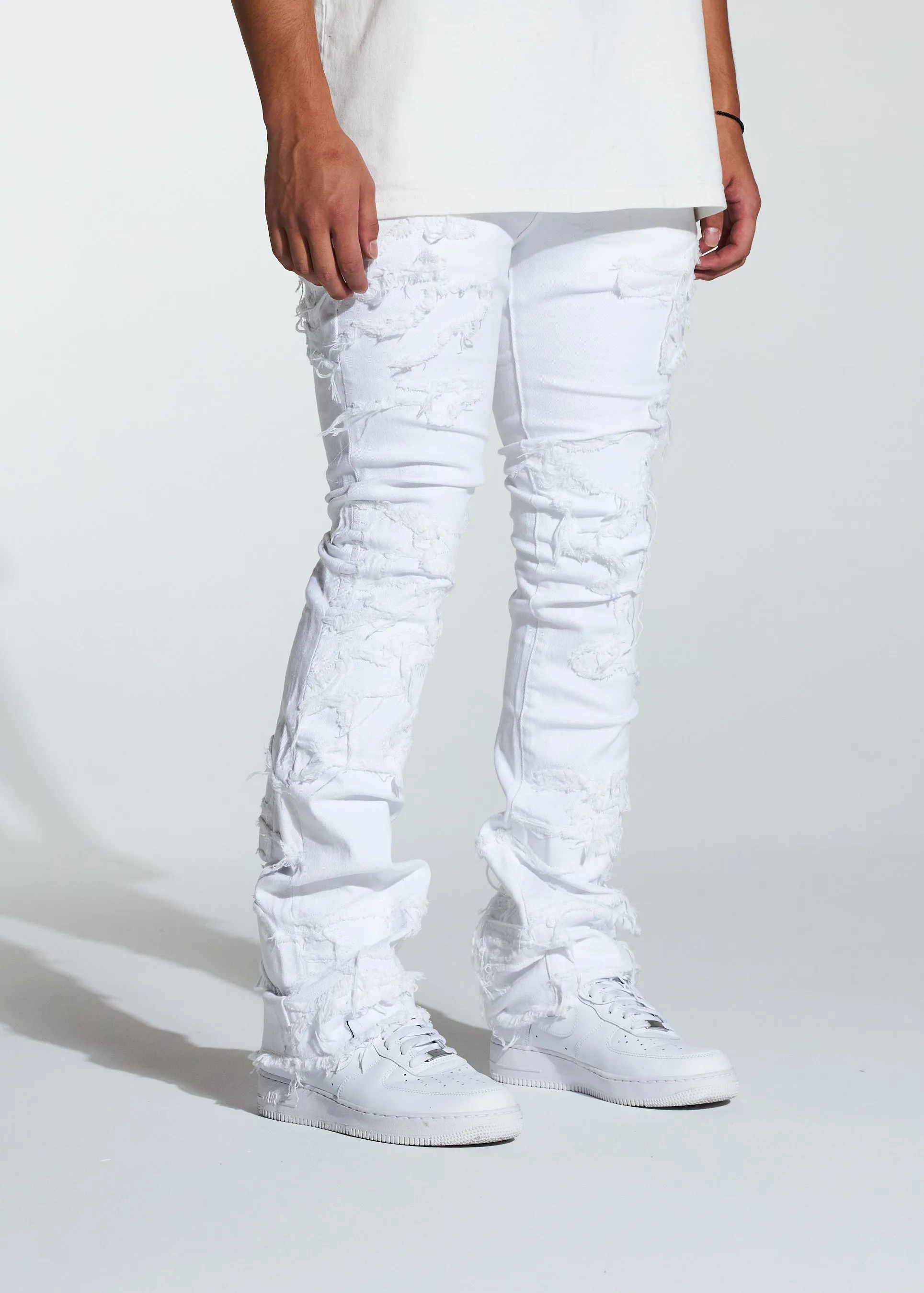 Arch Stacked Flare Denim (White Distess)