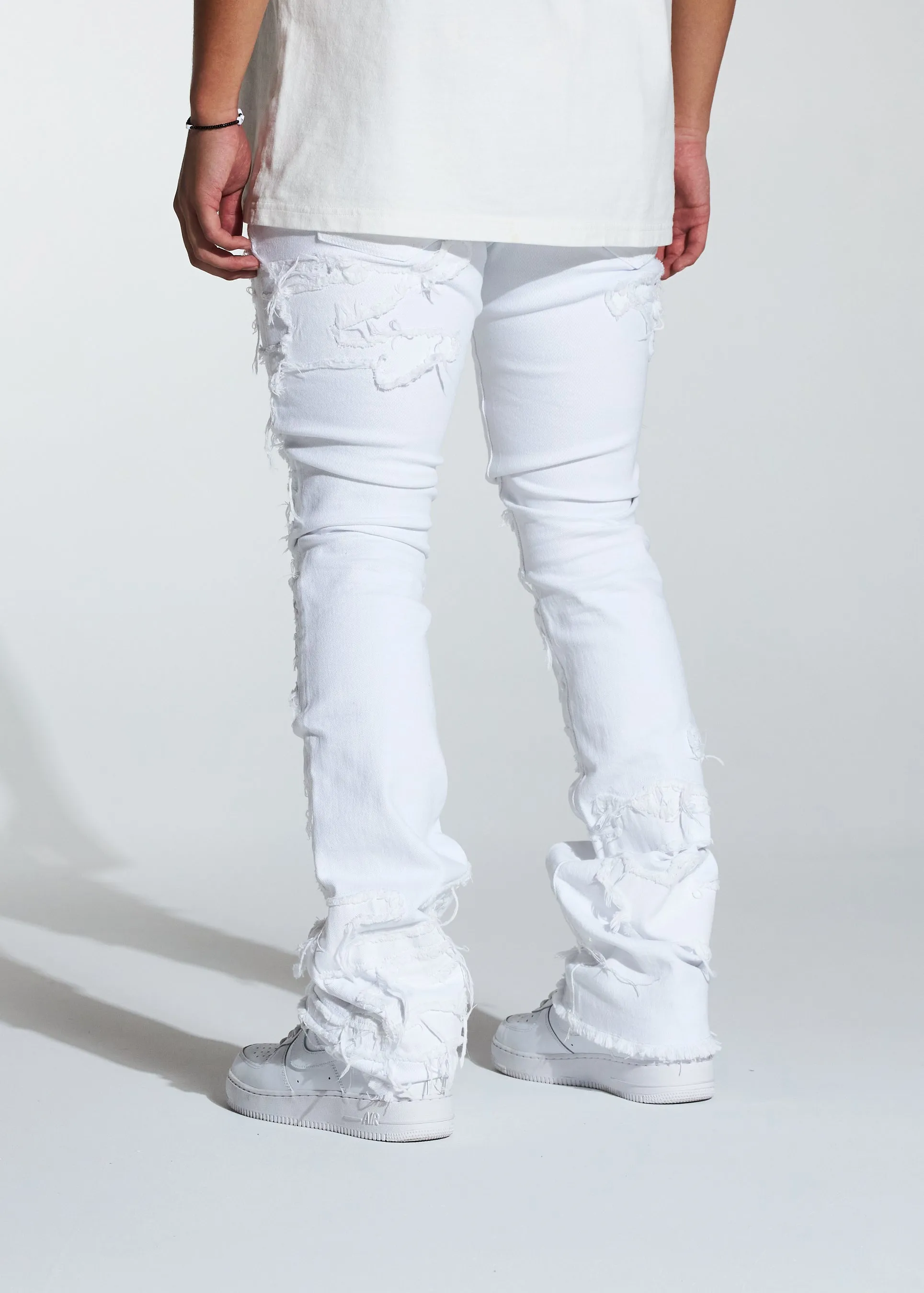 Arch Stacked Flare Denim (White Distess)
