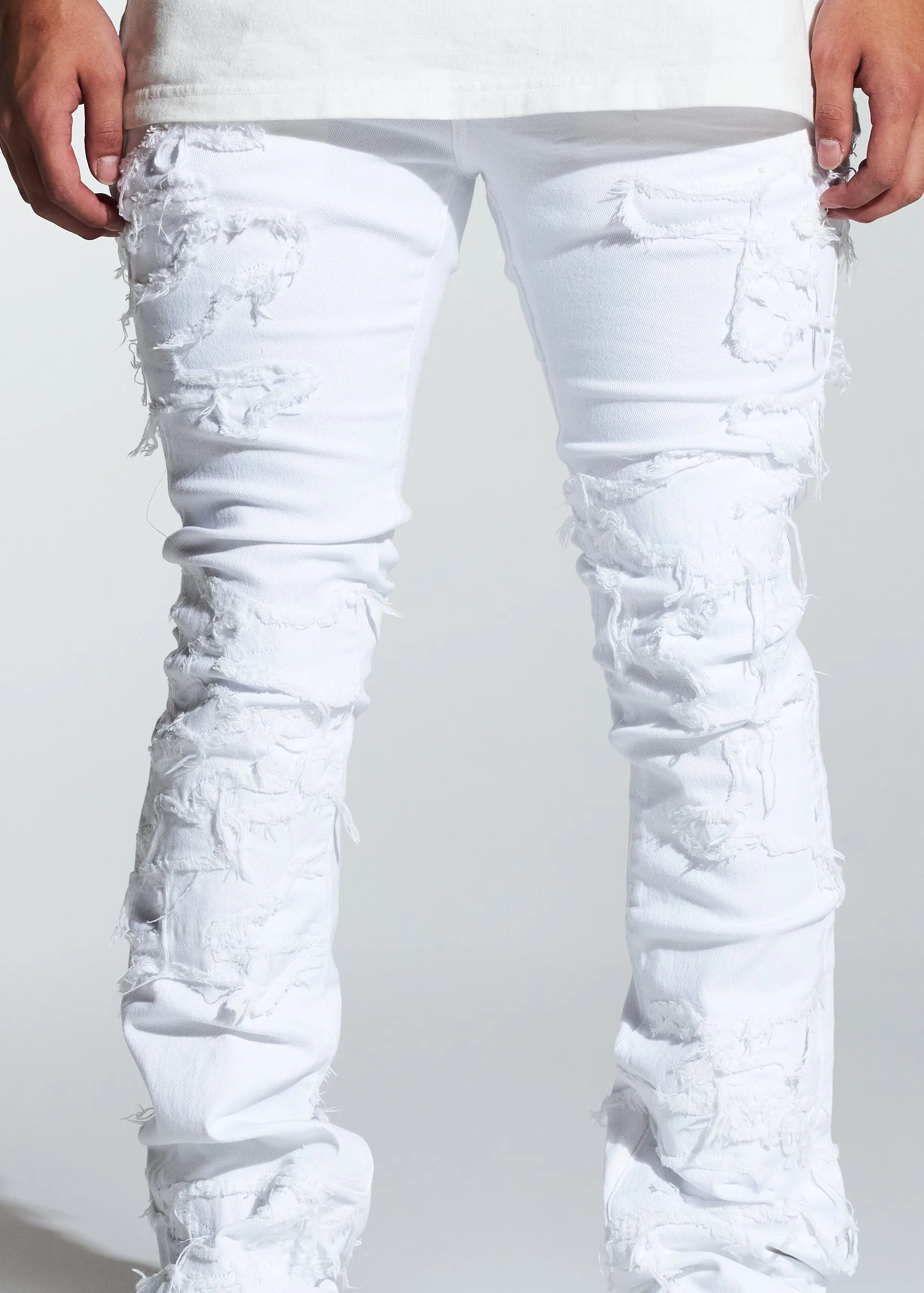 Arch Stacked Flare Denim (White Distess)