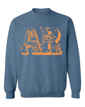 Arkansas Mushrooms Indigo Blue Thrifted Sweatshirt (FINAL SALE)