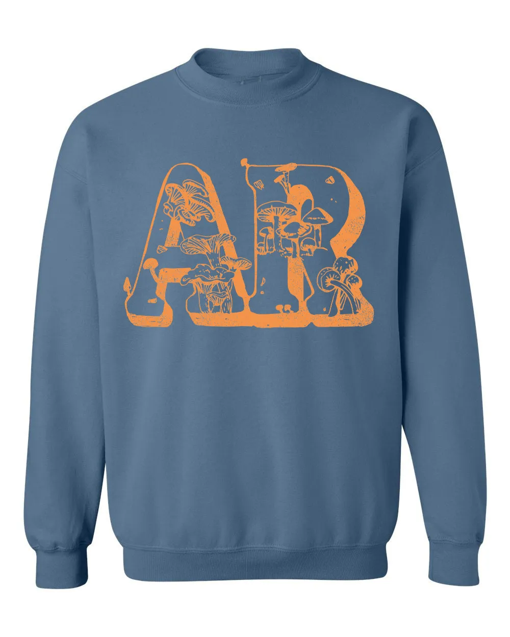 Arkansas Mushrooms Indigo Blue Thrifted Sweatshirt (FINAL SALE)