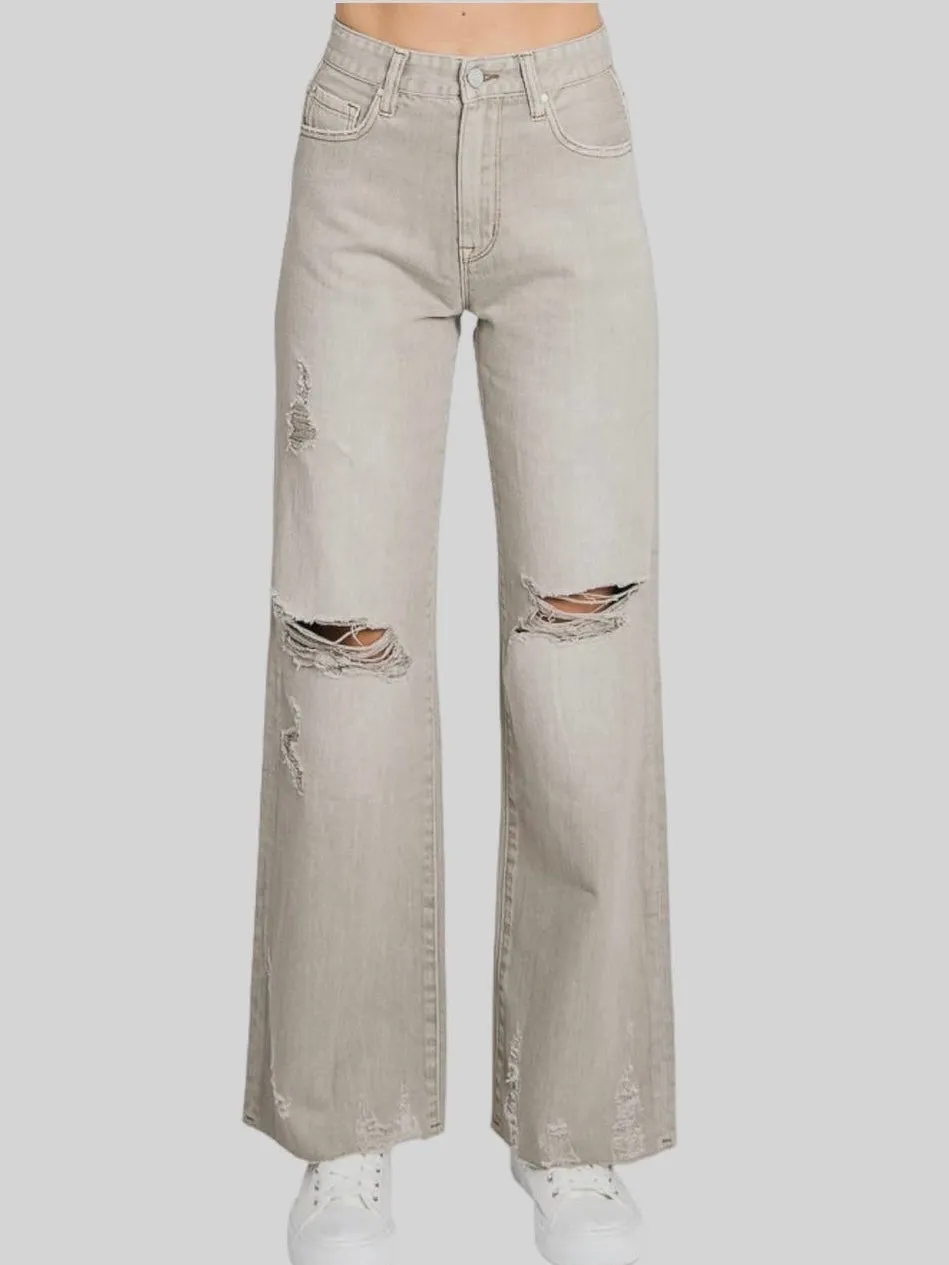 Astonished Distressed Denim: Light Grey