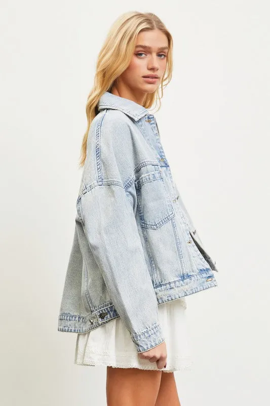 Back Pleated Denim Jacket