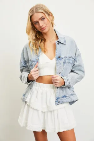 Back Pleated Denim Jacket