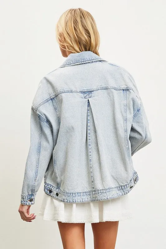 Back Pleated Denim Jacket