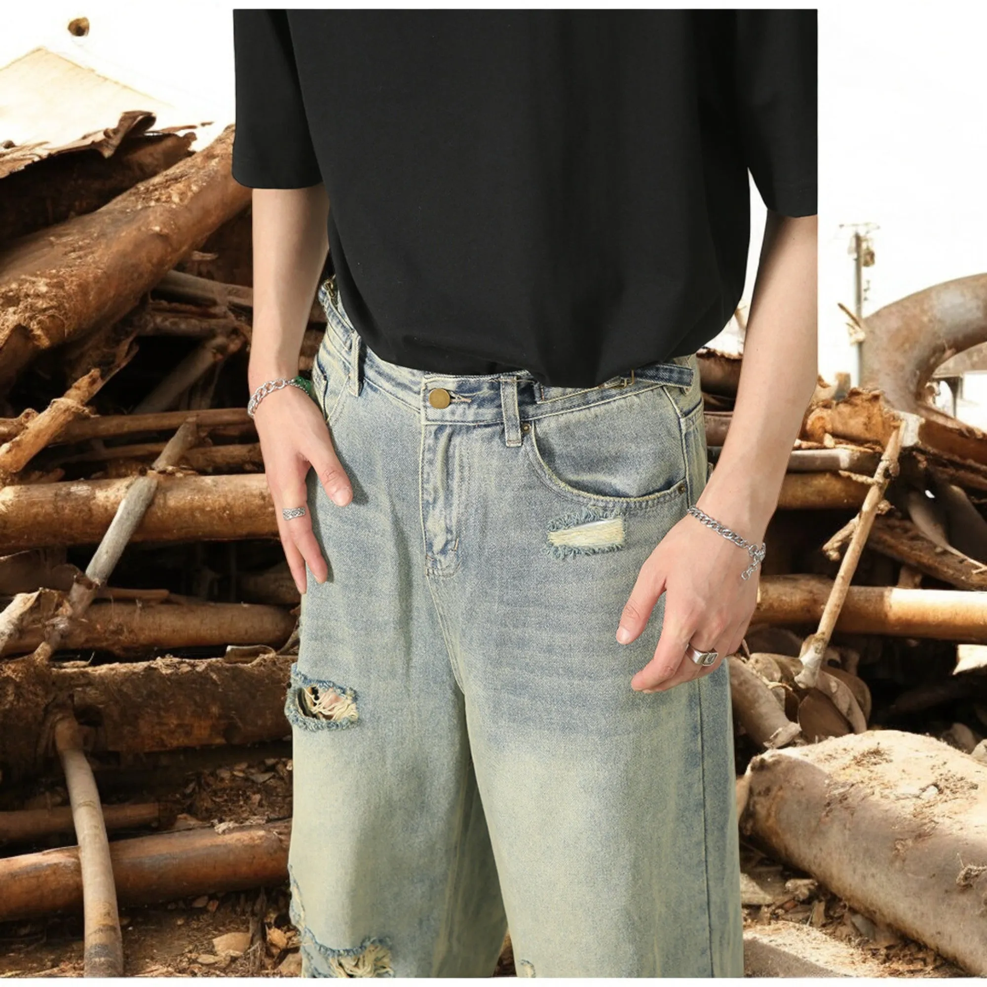 Baggy Distressed Denim Jeans