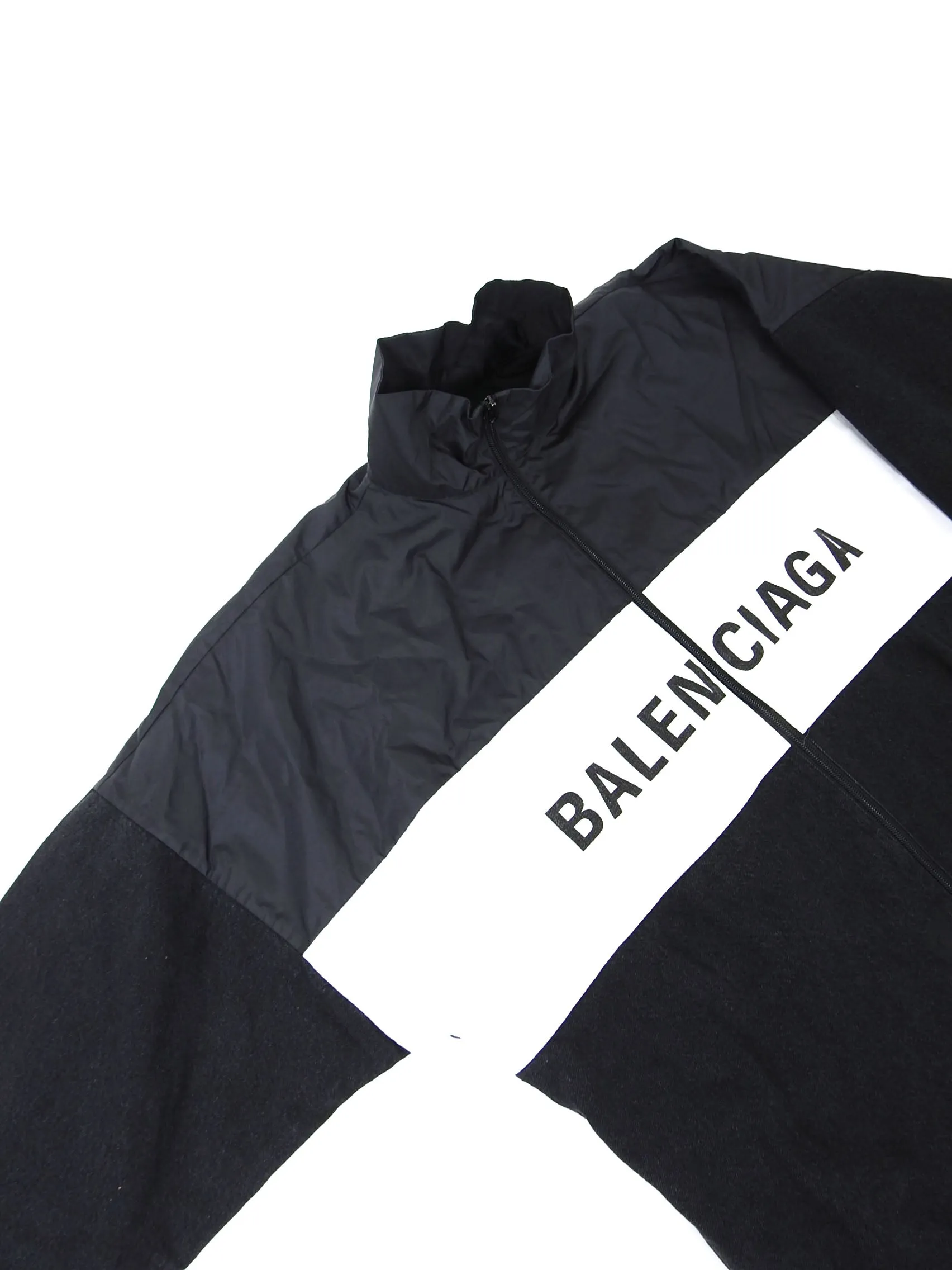 Balenciaga Nylon/Denim Logo Zip Jacket