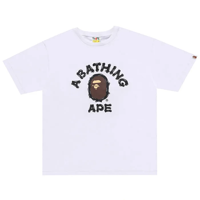 BAPE College Relaxed T-Shirts White/Black