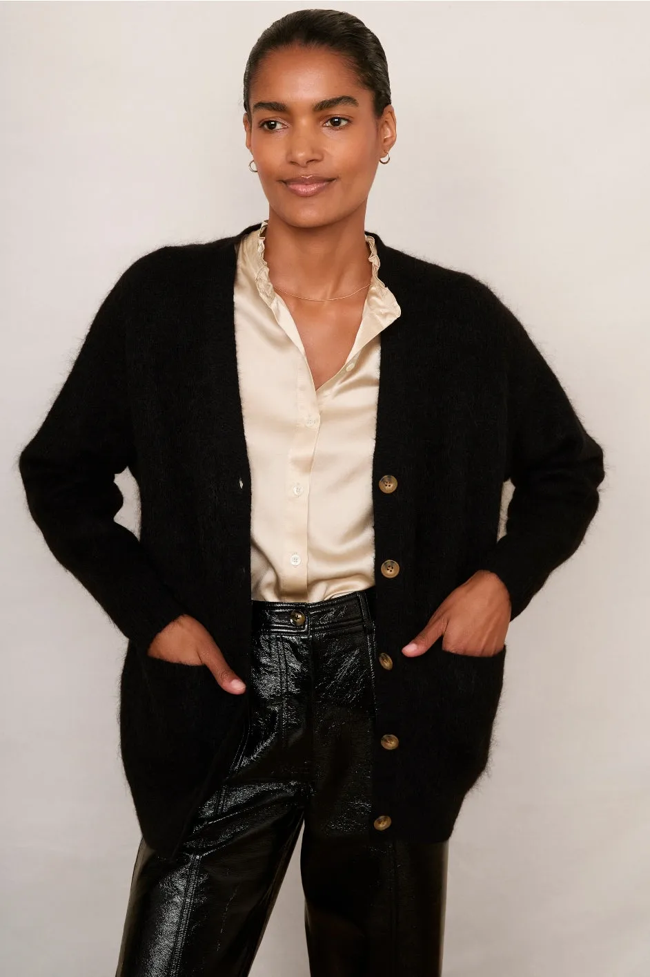 Becky Boyfriend Cardigan - Black
