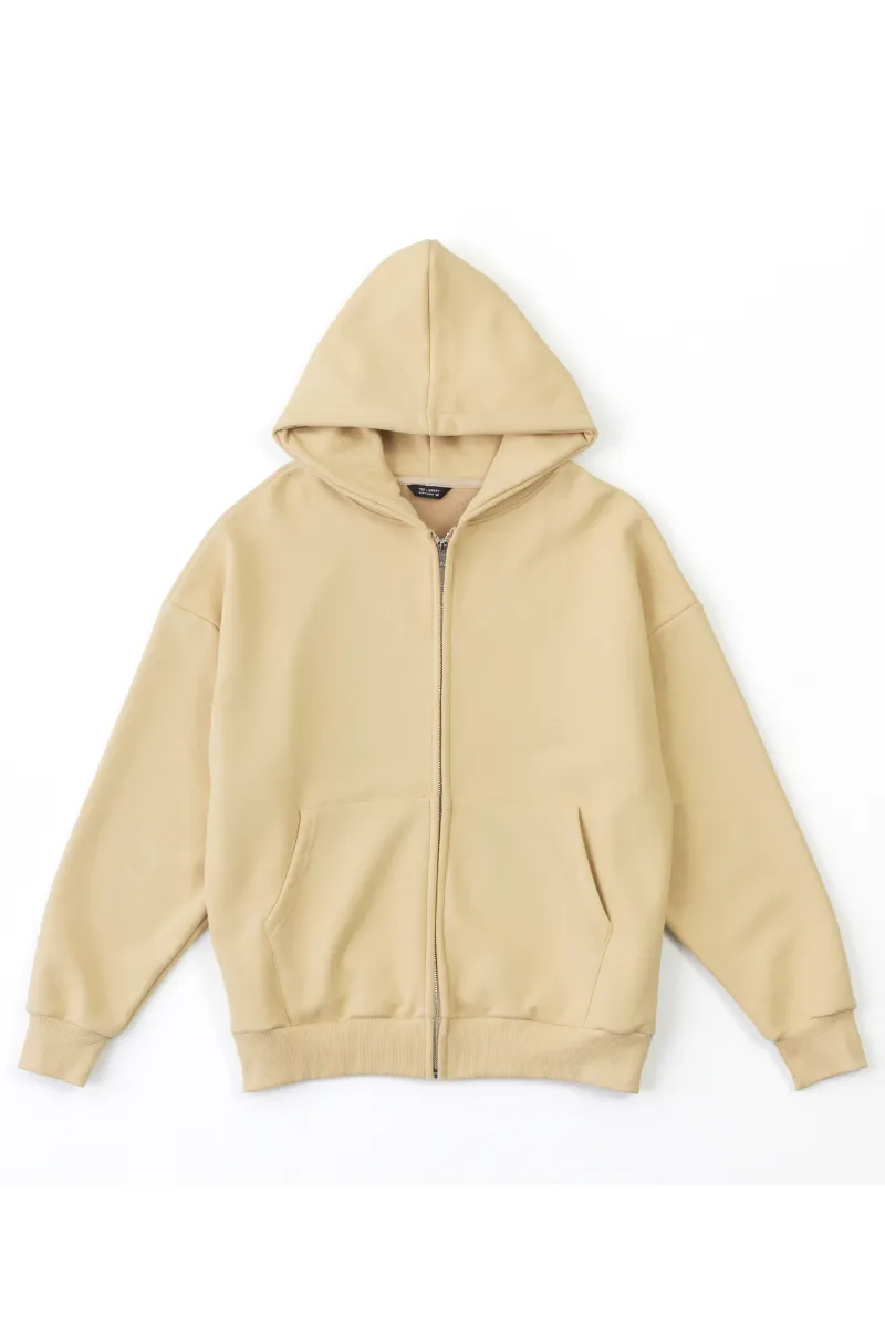 Beige Basic Tee Hoodie