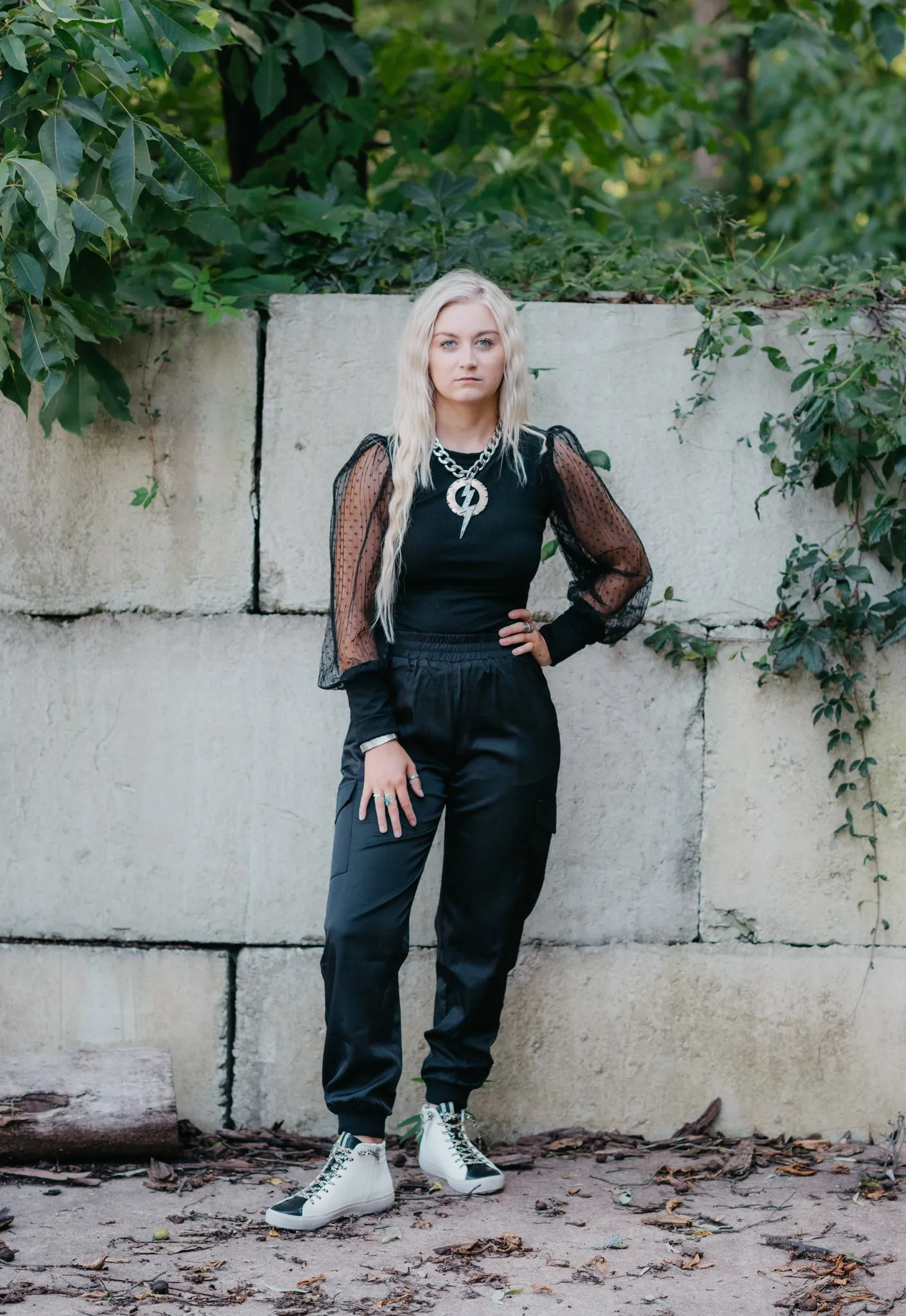 Black Cargo Jogger Pant with Elastic Waistband   Side Pockets