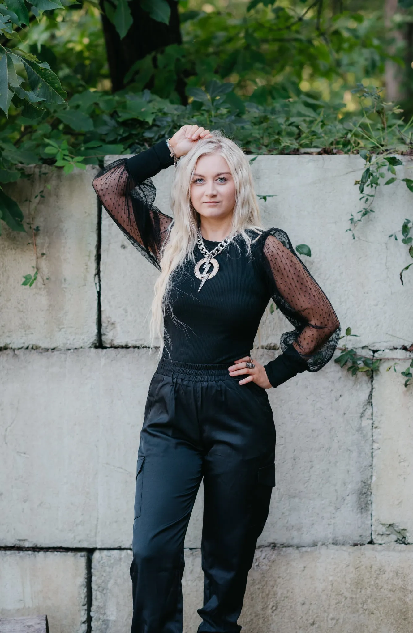 Black Cargo Jogger Pant with Elastic Waistband   Side Pockets