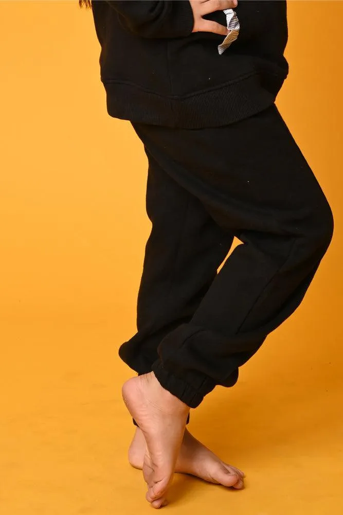 BLACK FLEECE WARM JOGGER - BLACK