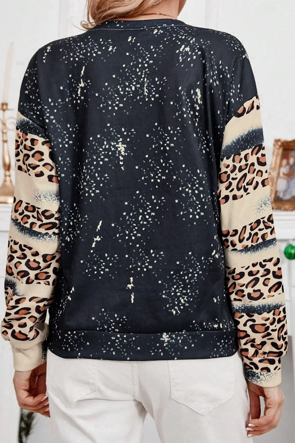 Black For The Love of the Tigers Animal Print Bleached Sweatshirt