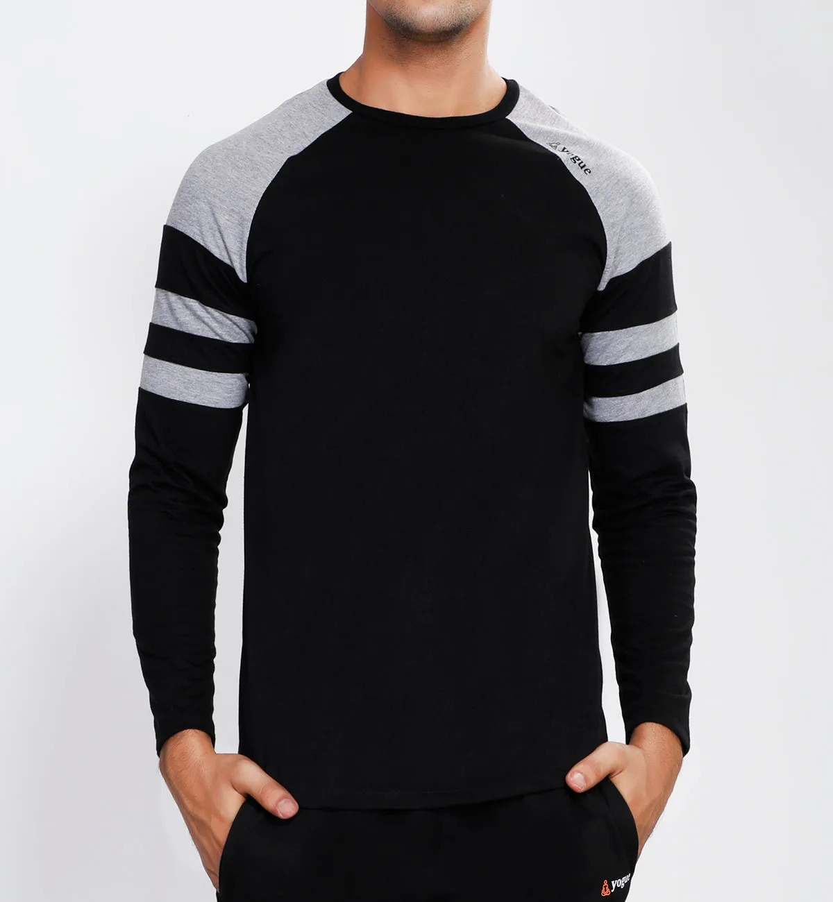Black Grey ArmBand Full Sleeve T-Shirt - Cotton