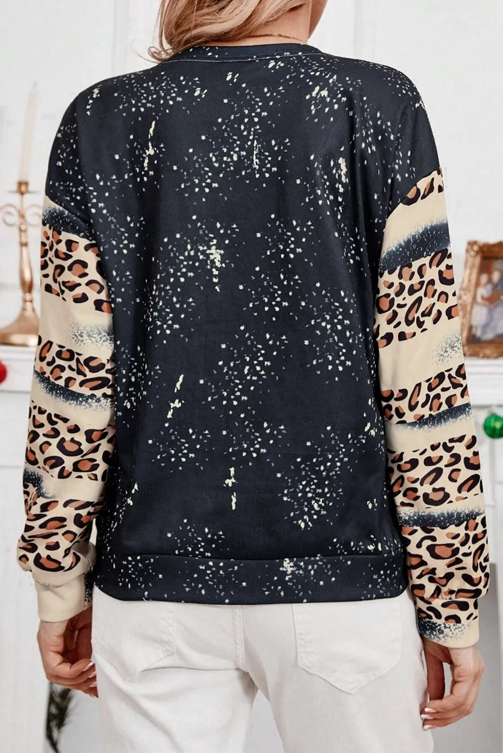 Black THANK YOU FOR BEING A FRIEND Graphic Leopard Tie Dye Sweatshirt